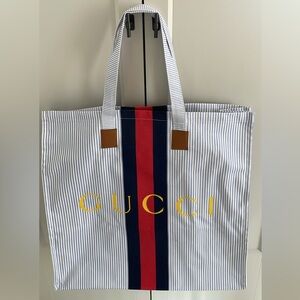 Gucci Striped Tote Bag - Blue and Red